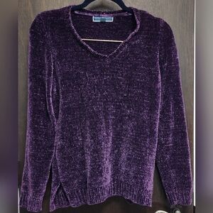 Karen Scott Deep Purple Chenille Sweater PM